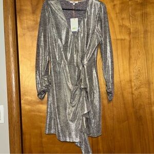 METALLIC RUFFLED MINI DRESS